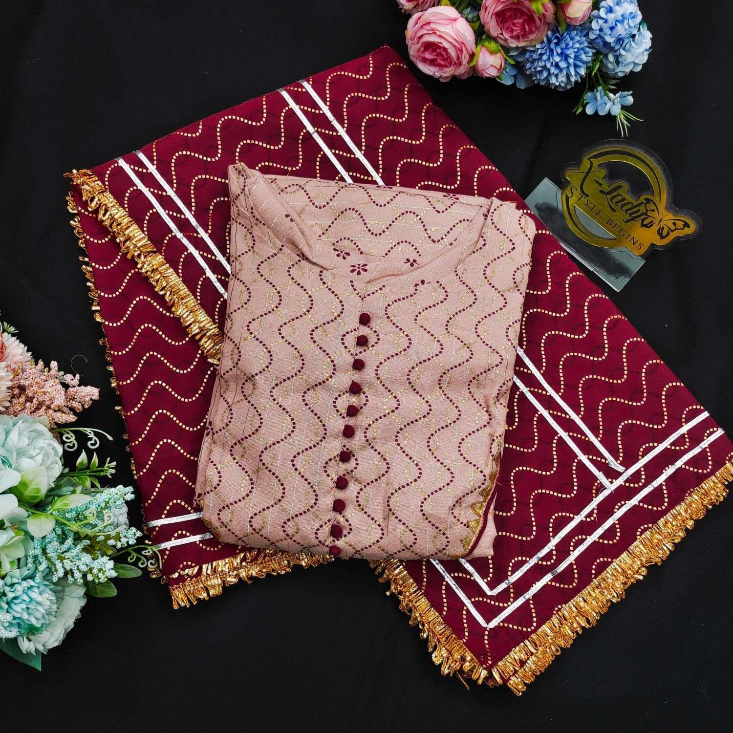 X-LADY GOLD CATALOGUE VOL-2 DESIGNER COTTON LUREX KURTI WITH DUPATTA 
