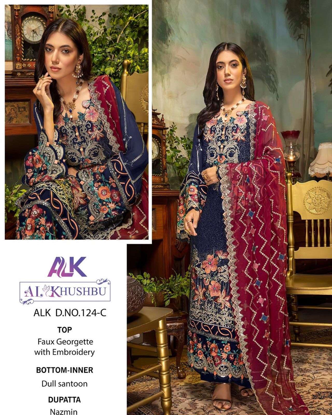 al khushbu alk 124 colors georgette embroidery pakistani dresses