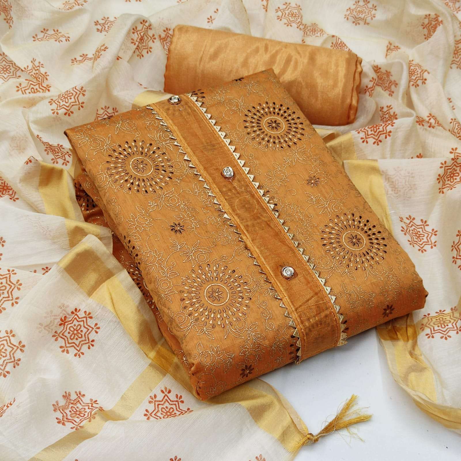 BT-15 DESIGNER CHANDERI WITH FOIL WORK NON CATALOG SUIT 