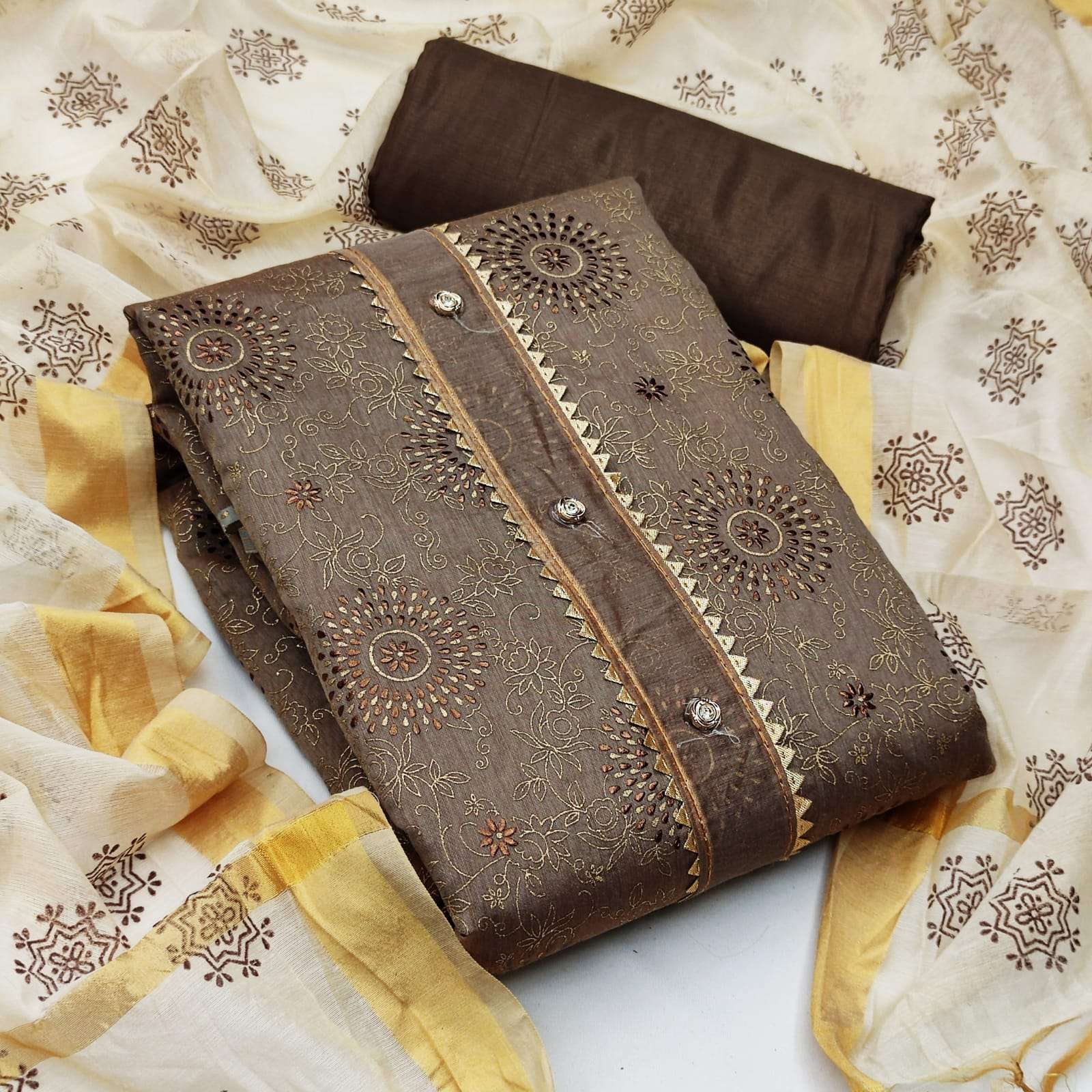 BT-15 DESIGNER CHANDERI WITH FOIL WORK NON CATALOG SUIT 