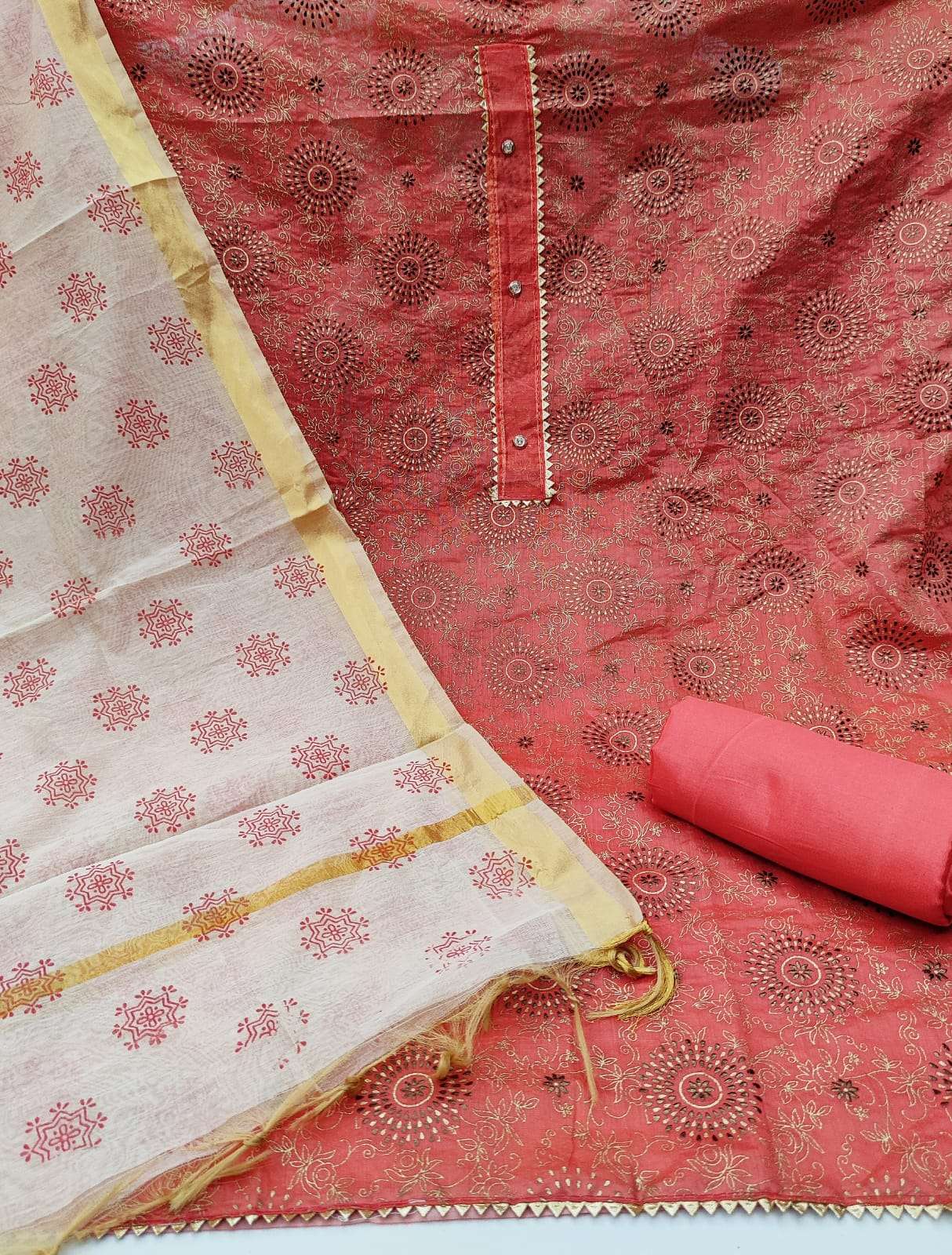 BT-15 DESIGNER CHANDERI WITH FOIL WORK NON CATALOG SUIT 