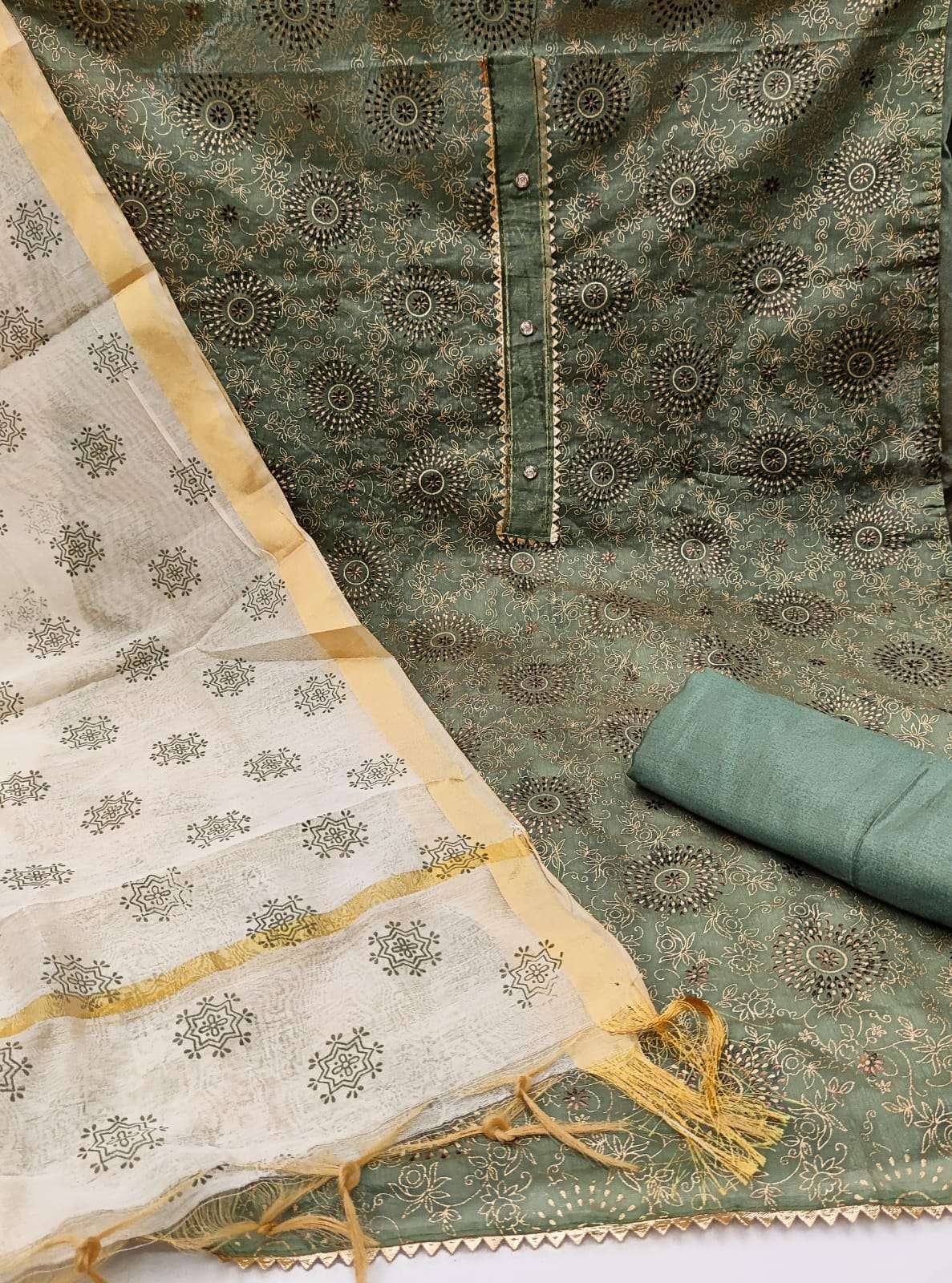 BT-15 DESIGNER CHANDERI WITH FOIL WORK NON CATALOG SUIT 