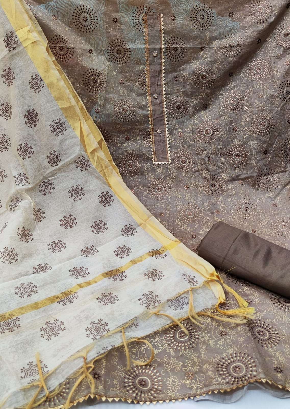 BT-15 DESIGNER CHANDERI WITH FOIL WORK NON CATALOG SUIT 