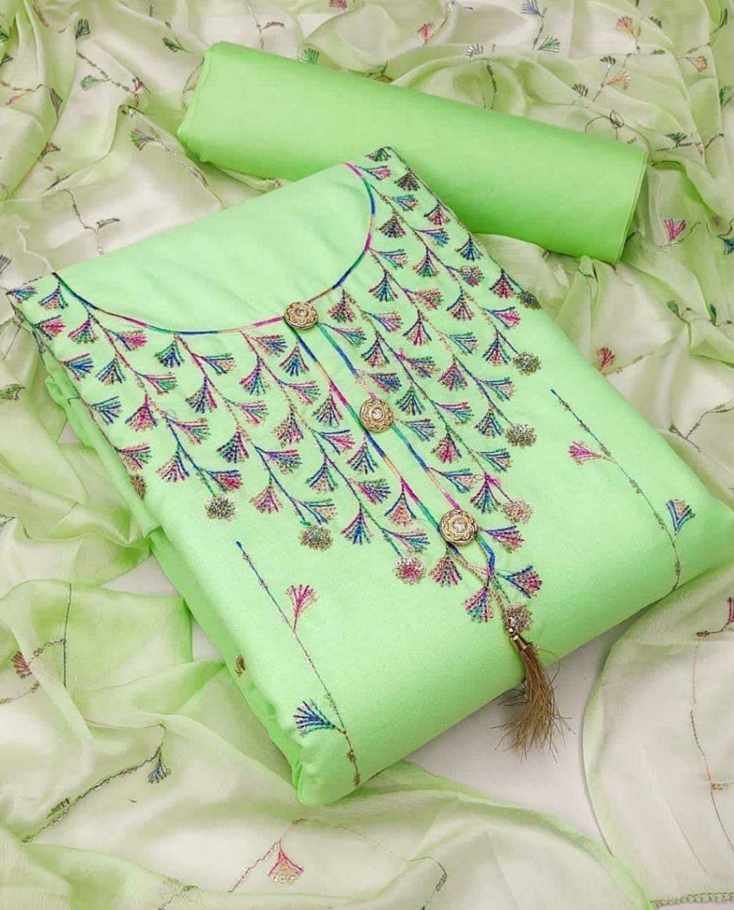 BT-15 DESIGNER COTTON SLUB NON CATALOG SUIT WITH SEQUENCE WORK 