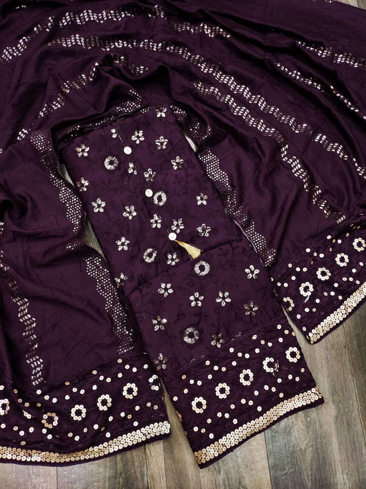 BT-17 DESIGNER MUSLIN SILK WITH HEAVY EMBROIDERY WORK NON CATALOG SUIT 