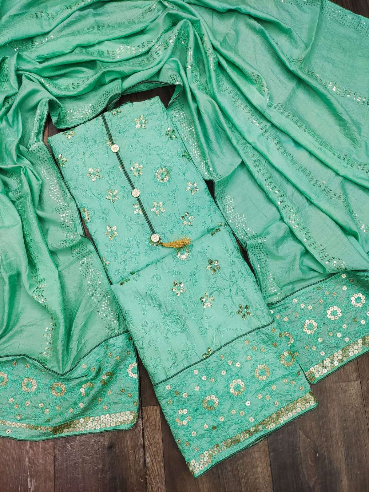 BT-17 DESIGNER MUSLIN SILK WITH HEAVY EMBROIDERY WORK NON CATALOG SUIT 