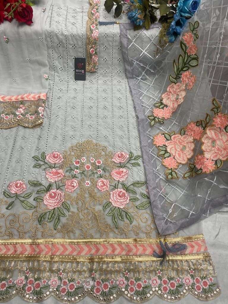hoor tex 23022 colours Faux Georgette Embroidery Work suit