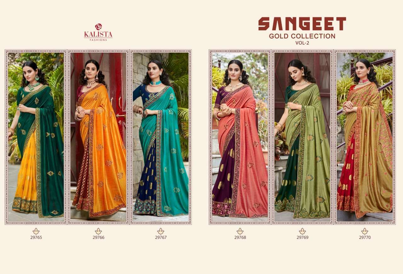 kalista sangeet gold vol 2 series 29765-29770 vichitra and viscose saree