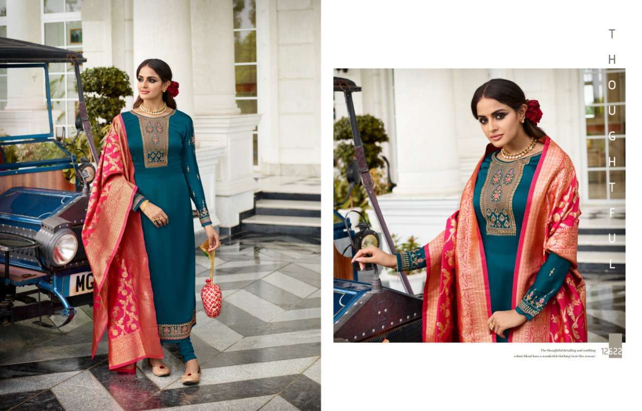 meera zisa banarasi vol-11 hit list series 12622-12625 satin georgette suit