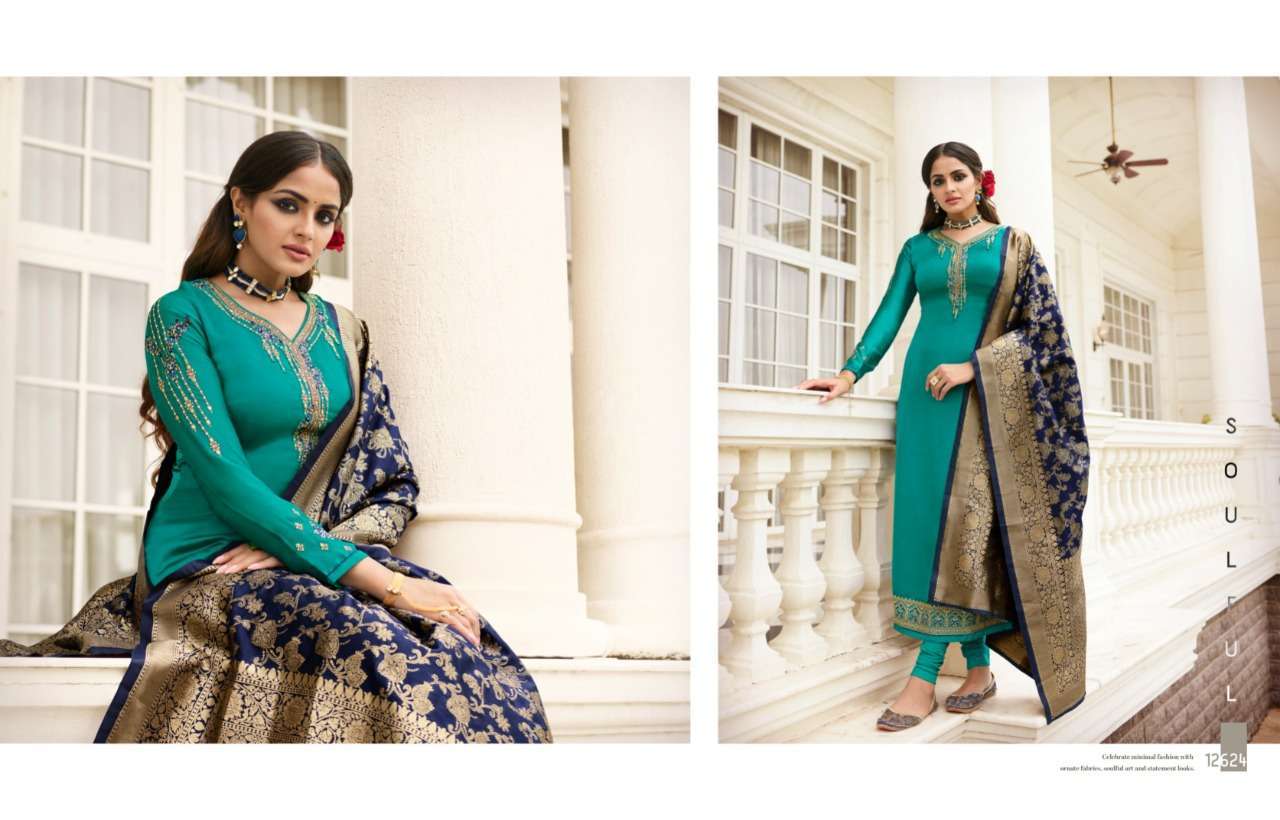 meera zisa banarasi vol-11 hit list series 12622-12625 satin georgette suit