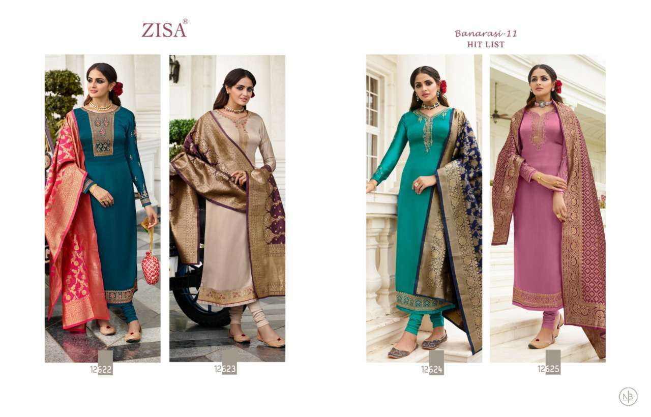 meera zisa banarasi vol-11 hit list series 12622-12625 satin georgette suit