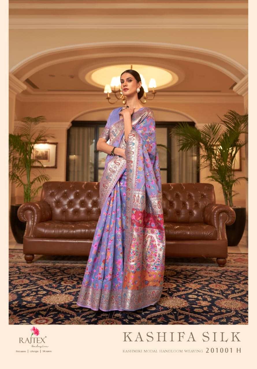 RAJTEX KASHIFA COLORS DESIGNER PURE KASHMIRI MODAL WEAVING SAREE 