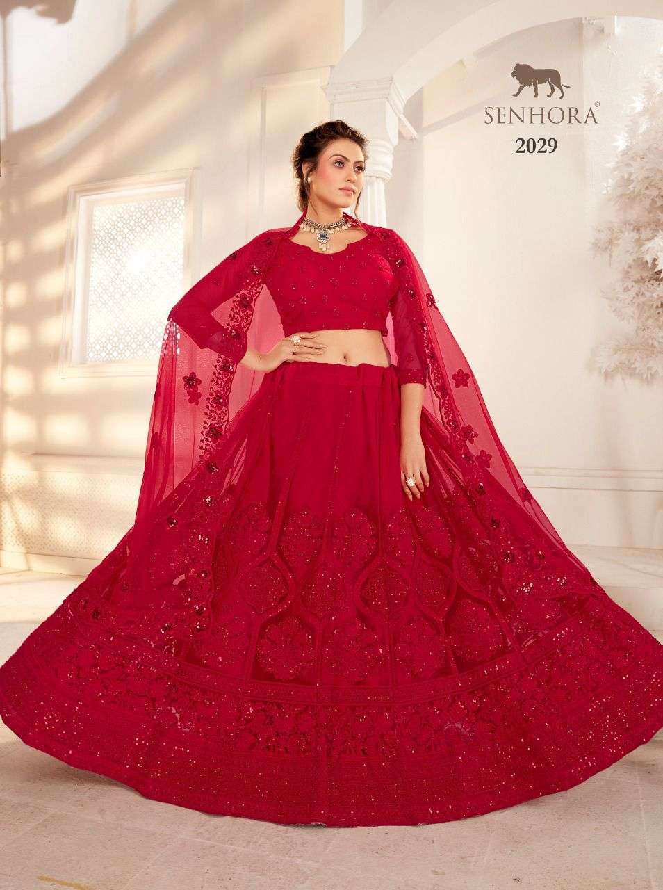 SENHORA BRIDAL HERITAGE VOL-10 DESIGNER NET SILK SATIN LEHENGA 