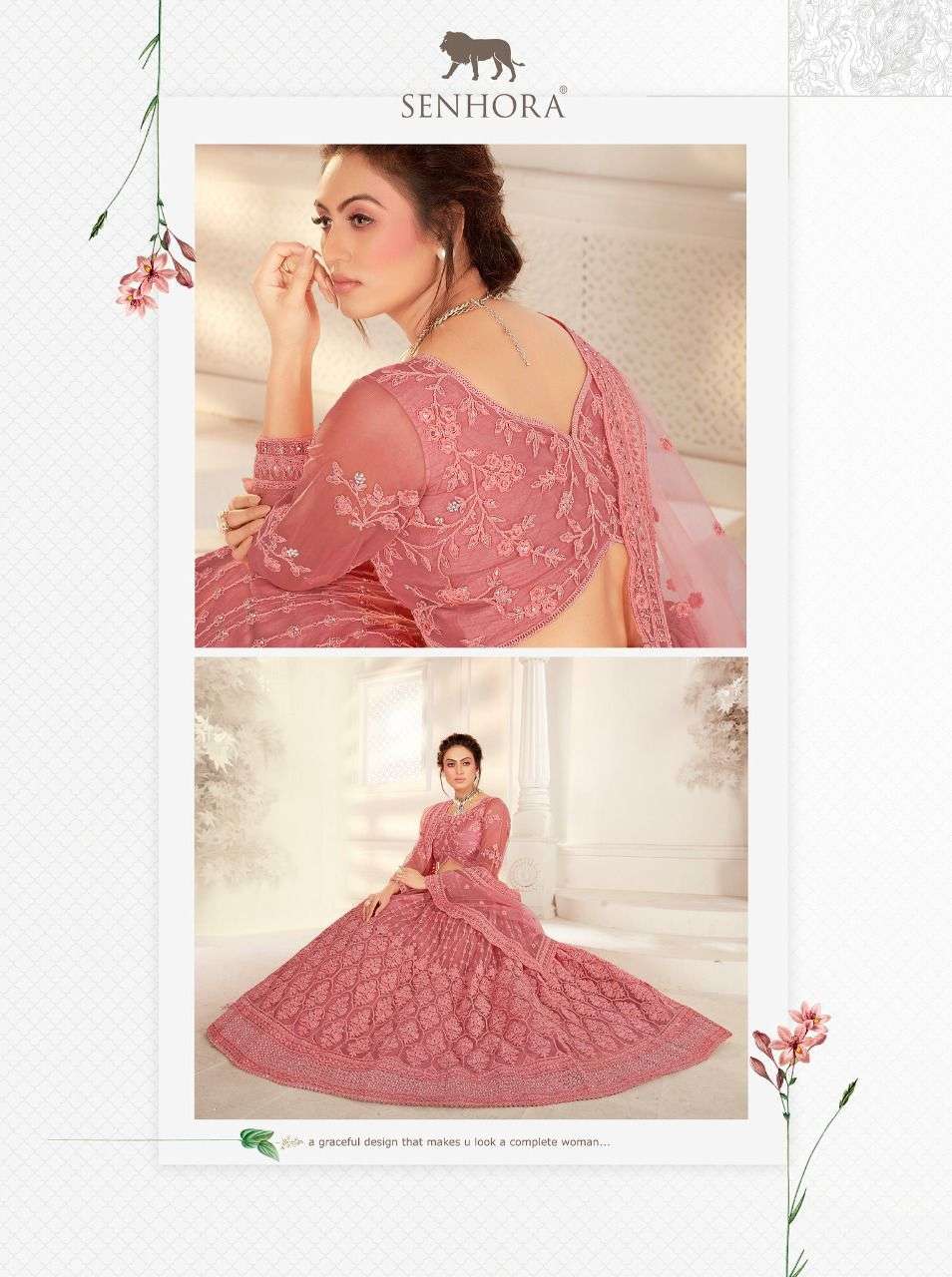 SENHORA BRIDAL HERITAGE VOL-10 DESIGNER NET SILK SATIN LEHENGA 