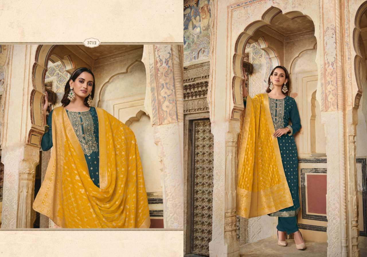 zisa charmy fiza series 3711-3716 Coral silk weaving jacquard suit