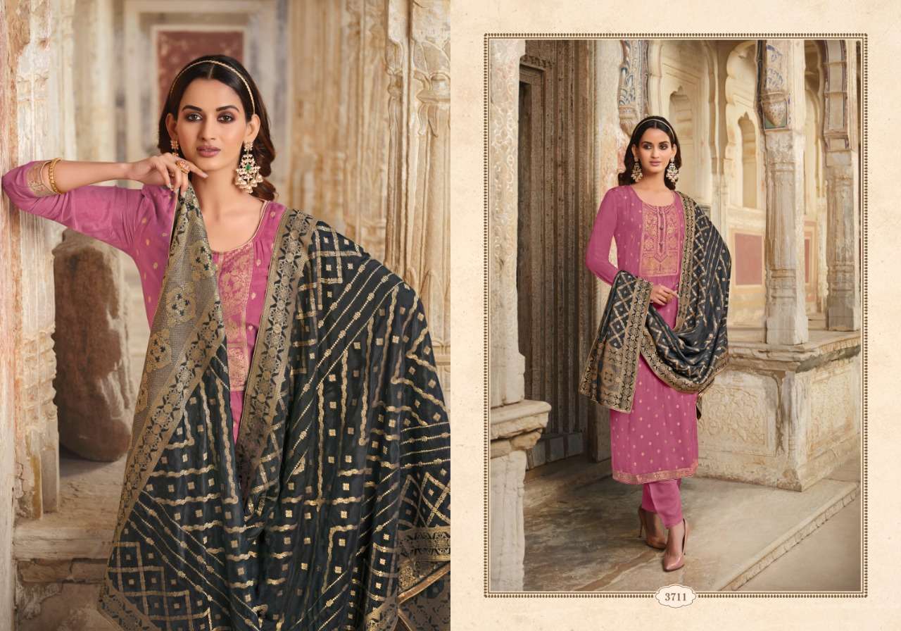 zisa charmy fiza series 3711-3716 Coral silk weaving jacquard suit