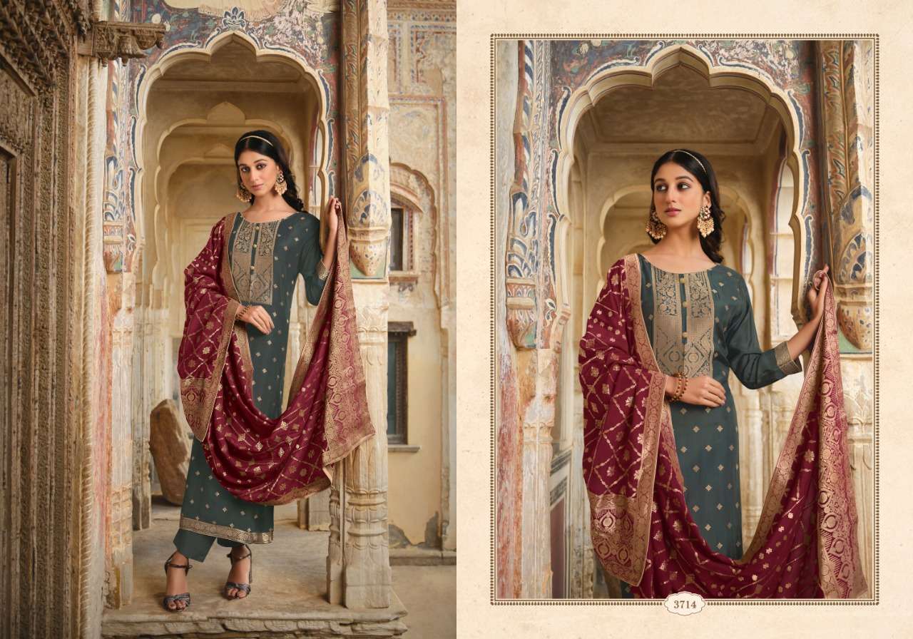 zisa charmy fiza series 3711-3716 Coral silk weaving jacquard suit