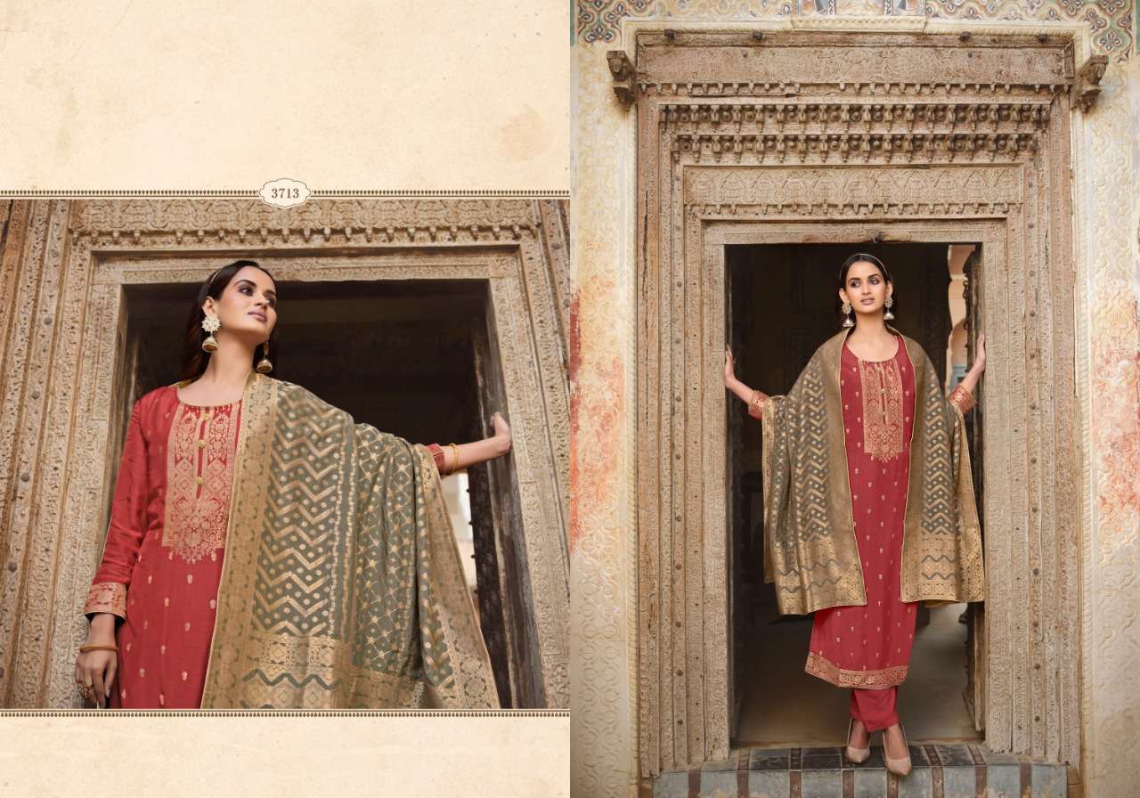 zisa charmy fiza series 3711-3716 Coral silk weaving jacquard suit