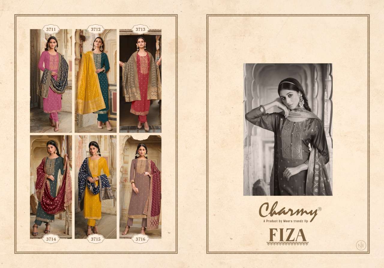 zisa charmy fiza series 3711-3716 Coral silk weaving jacquard suit
