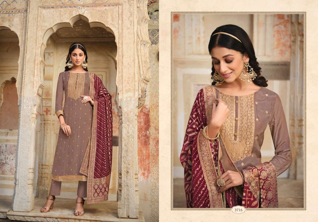 zisa charmy fiza series 3711-3716 Coral silk weaving jacquard suit