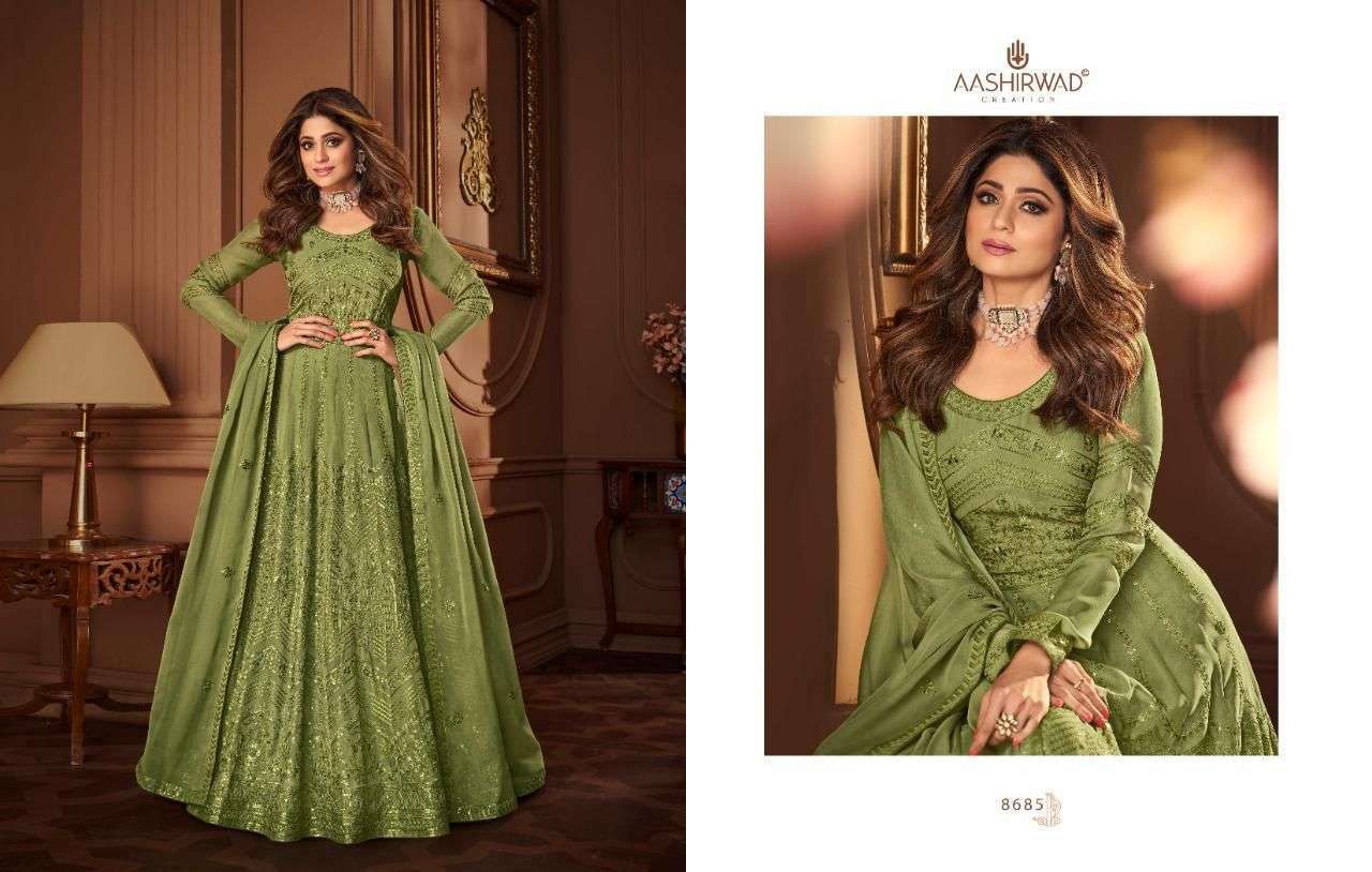 aashirwad vintage series 8683-8687 real georgette suit 