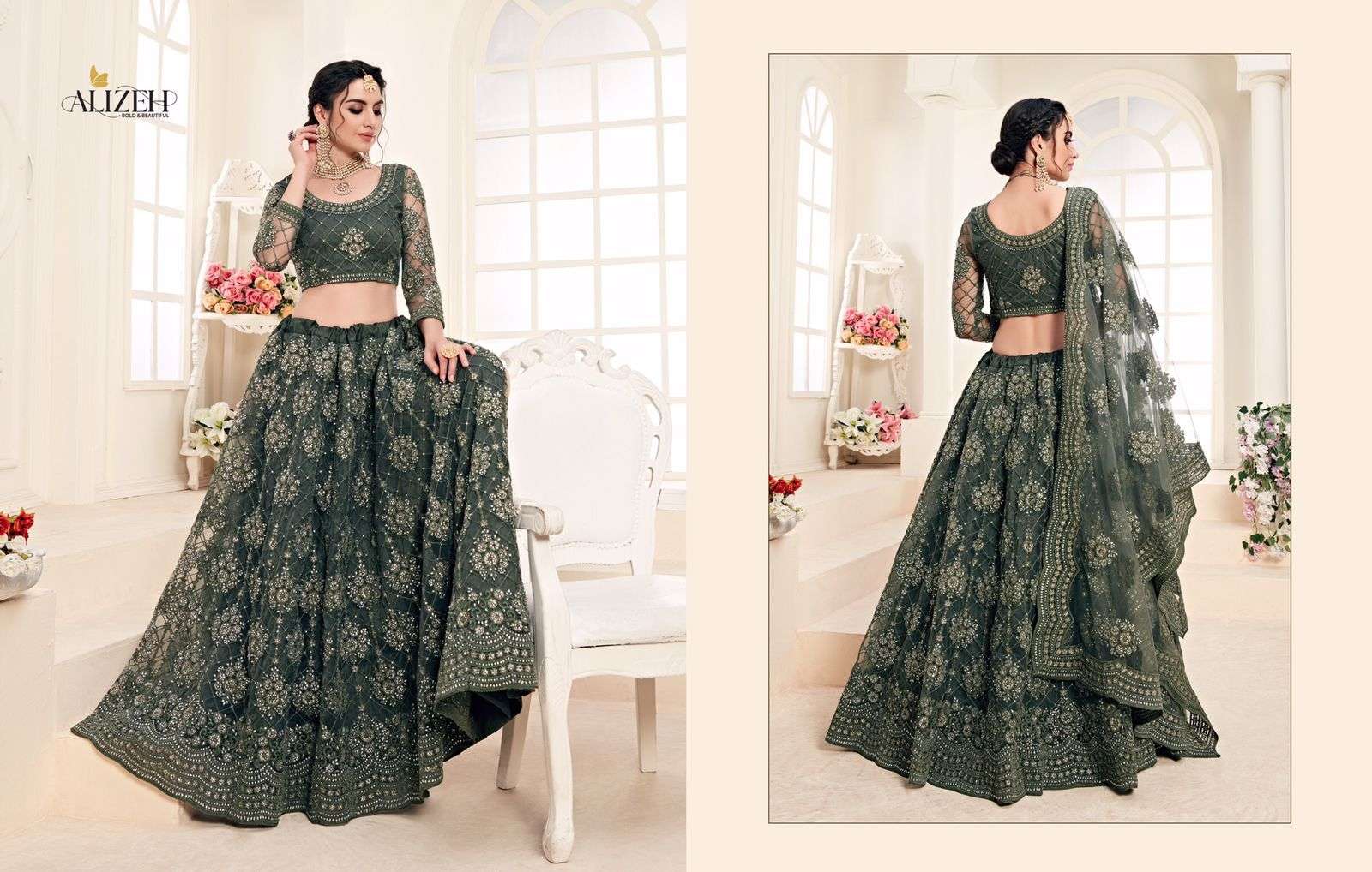 ALIZEH BRIDAL HERITAGE COLOUR SAGA VOL-1 1004 DESIGNER FANCY LEHENGA 