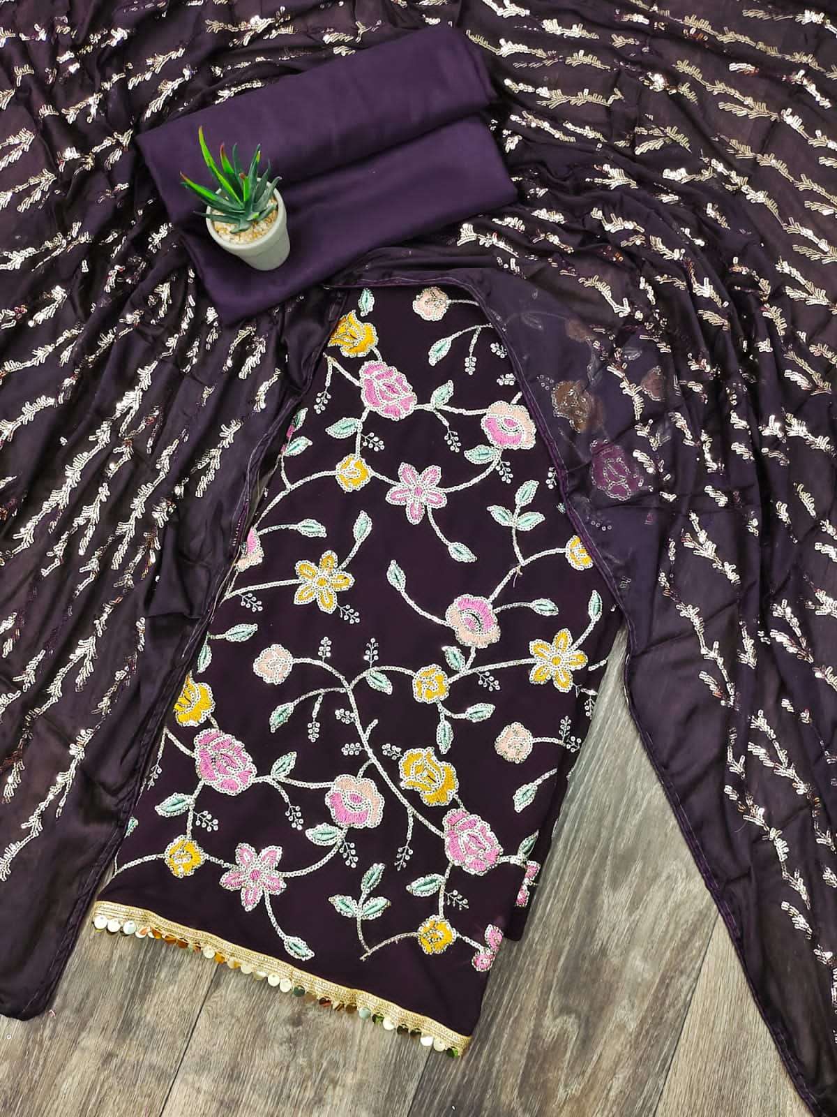 BT-17 DESIGNER FAUX GEORGETTE EMBROIDERY NON CATALOG SUIT 