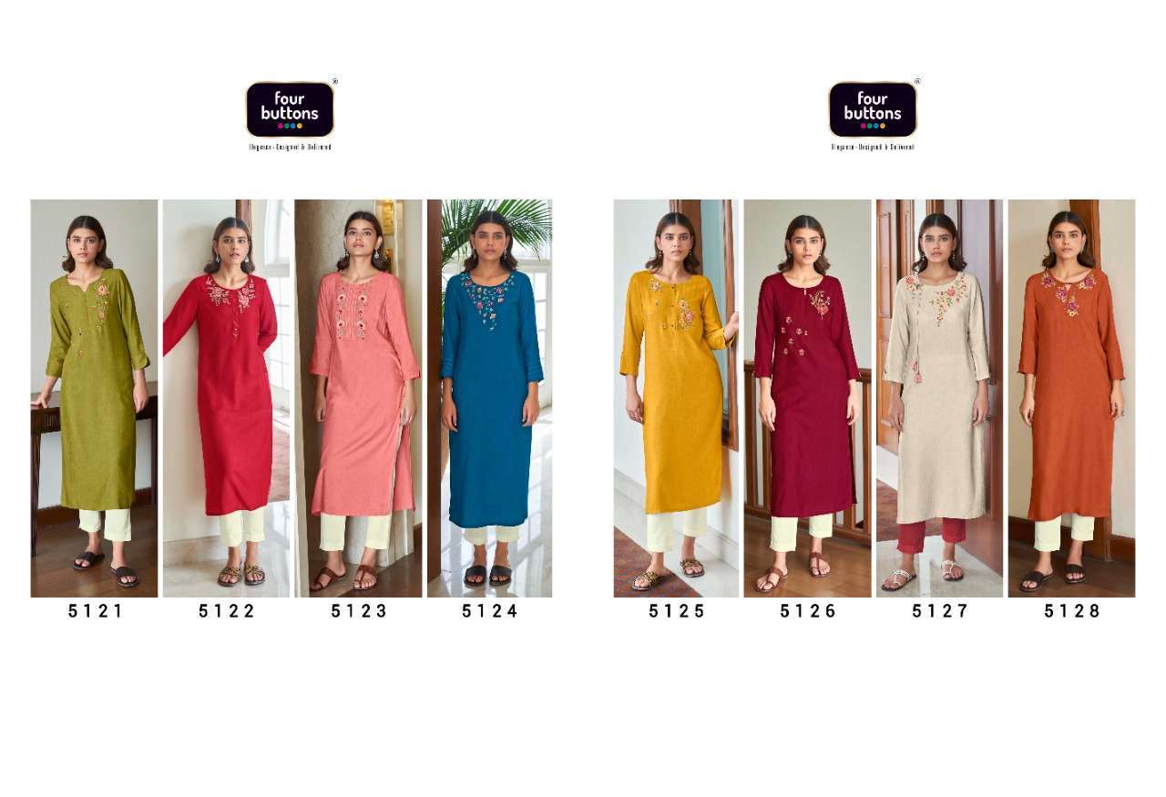 four buttons colors vol 12 series 5121-5128 heavy viscose kurti 