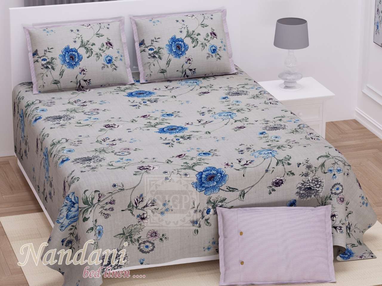 nandini king size 1 bedsheets with 2 pillow cover twill satin floral prints