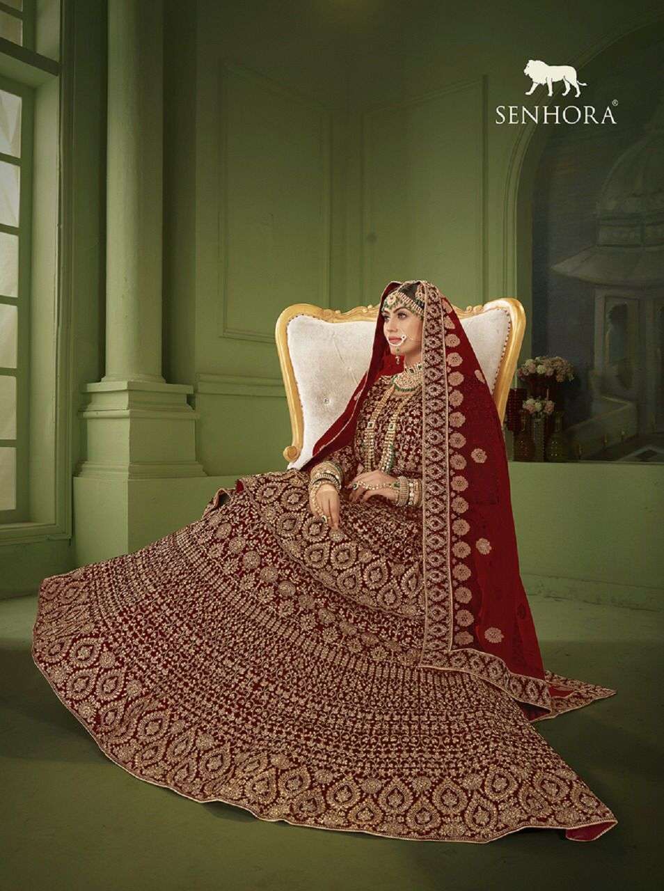 SENHORA DRESSES PEPLUM BRIDAL HERITAGE VOL-8 DESIGNER VELVET LEHENGA 