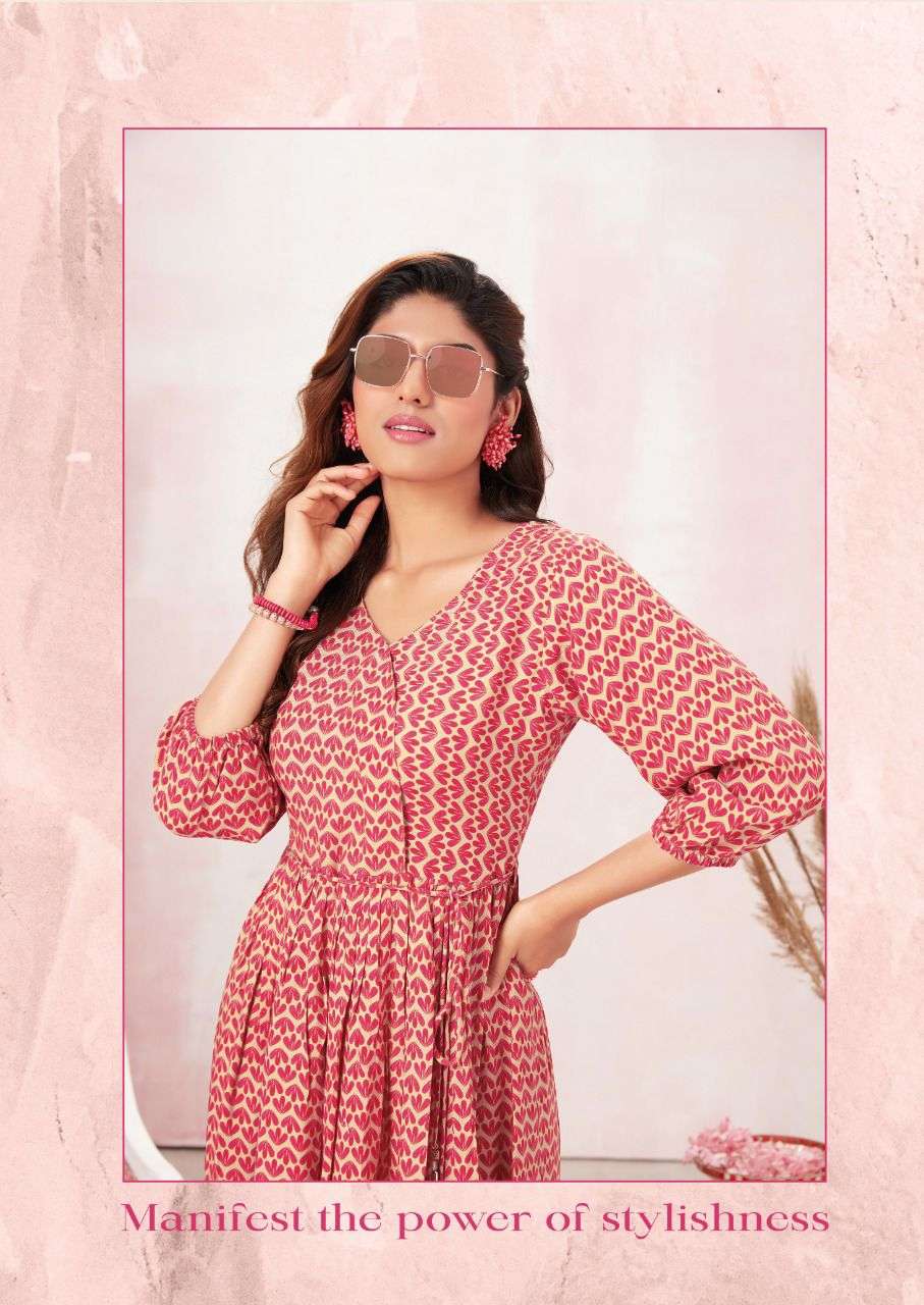 Aarvi Vintage Vol-1 series 6025-6030 Pure Rayon Print kurti