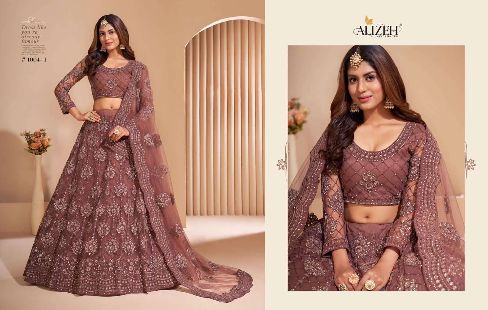 alizeh bridal heritage colour splash series 1001-1008 net lehenga 