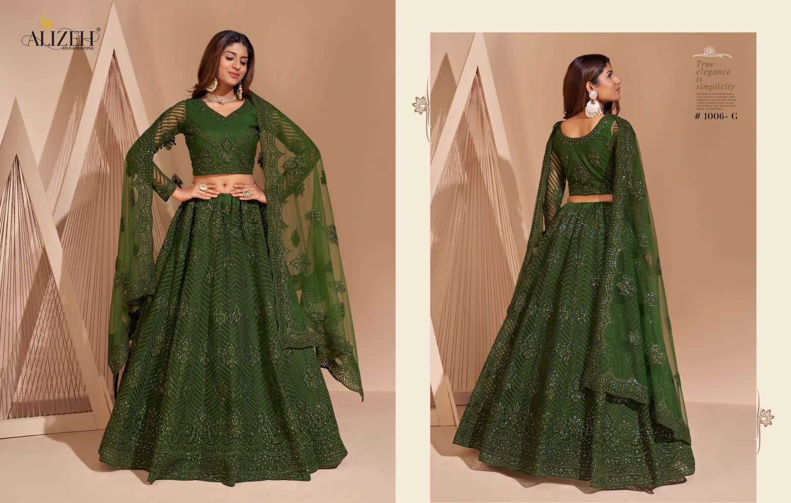 alizeh bridal heritage colour splash series 1001-1008 net lehenga 