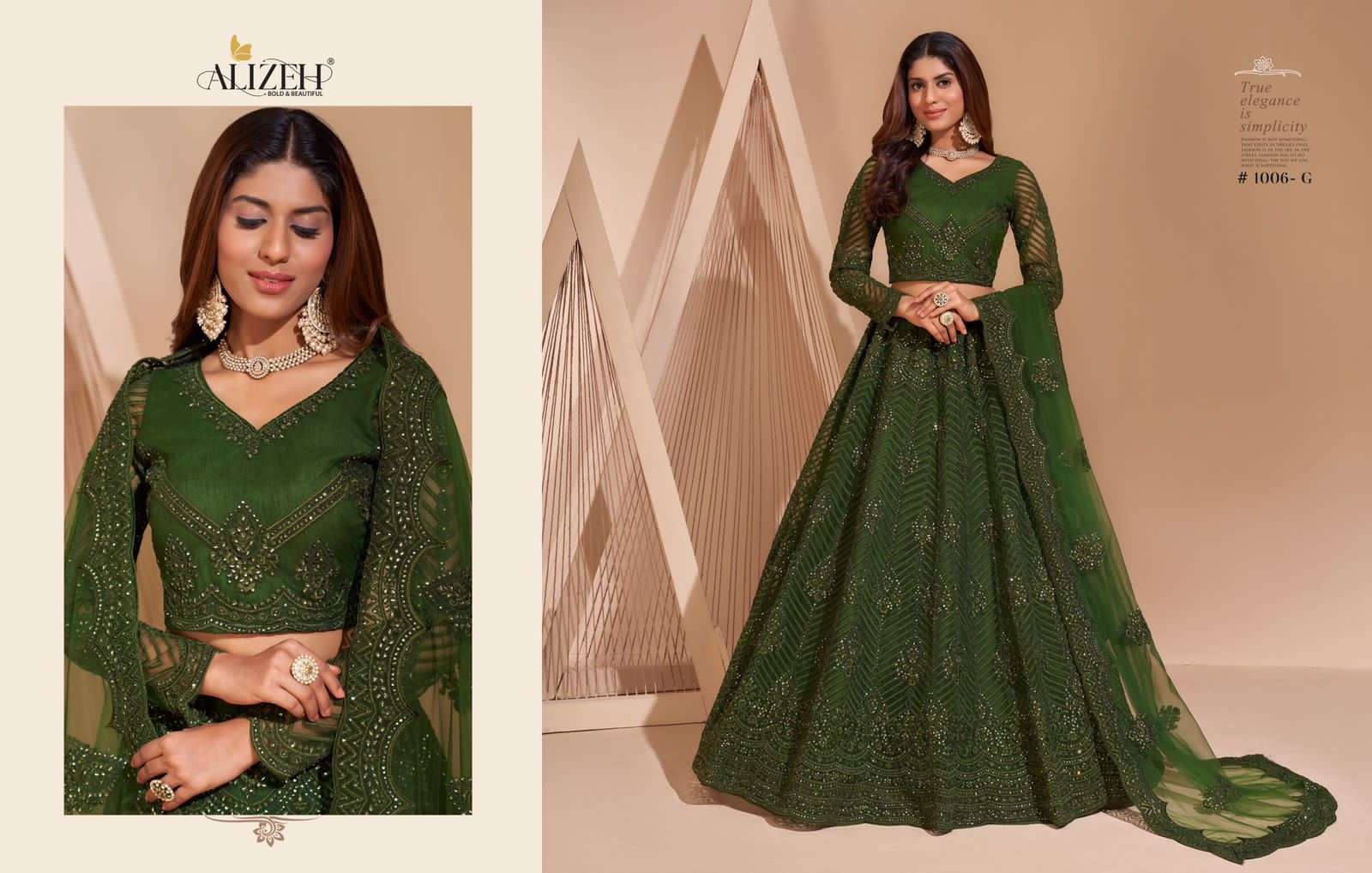 alizeh bridal heritage colour splash series 1001-1008 net lehenga 