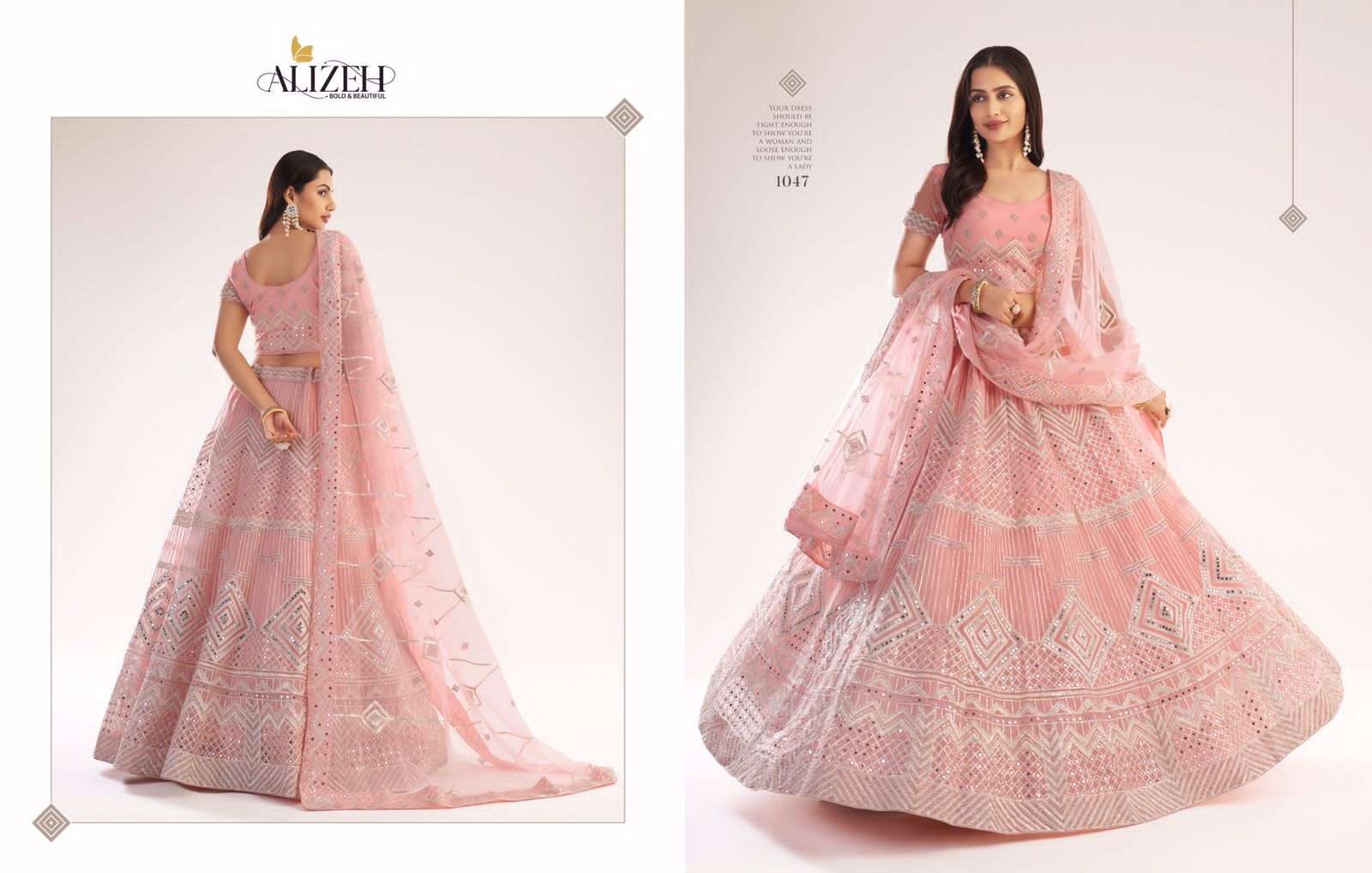ALIZEH OFFICIAL BRIDAL HERITAGE PREMIUM COLLECTION DESIGNER NET LEHENGA 
