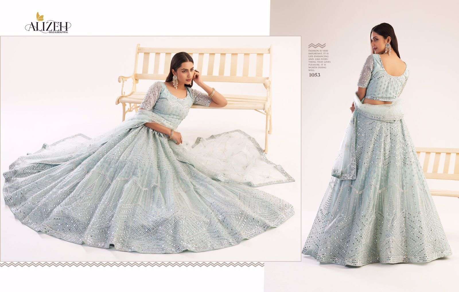 ALIZEH OFFICIAL BRIDAL HERITAGE PREMIUM COLLECTION DESIGNER NET LEHENGA 