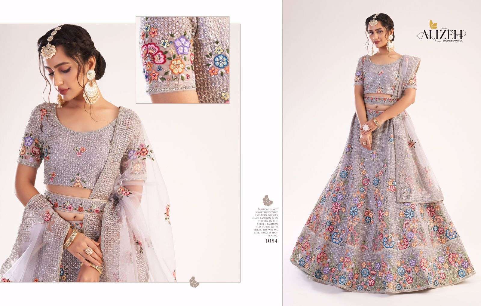 ALIZEH OFFICIAL BRIDAL HERITAGE PREMIUM COLLECTION DESIGNER NET LEHENGA 