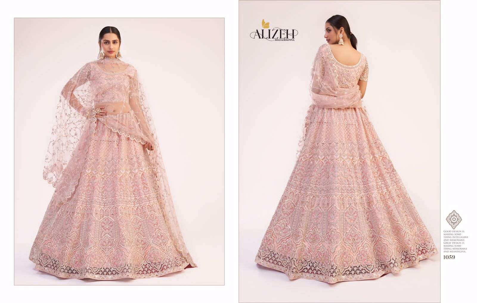 ALIZEH OFFICIAL BRIDAL HERITAGE PREMIUM COLLECTION DESIGNER NET LEHENGA 