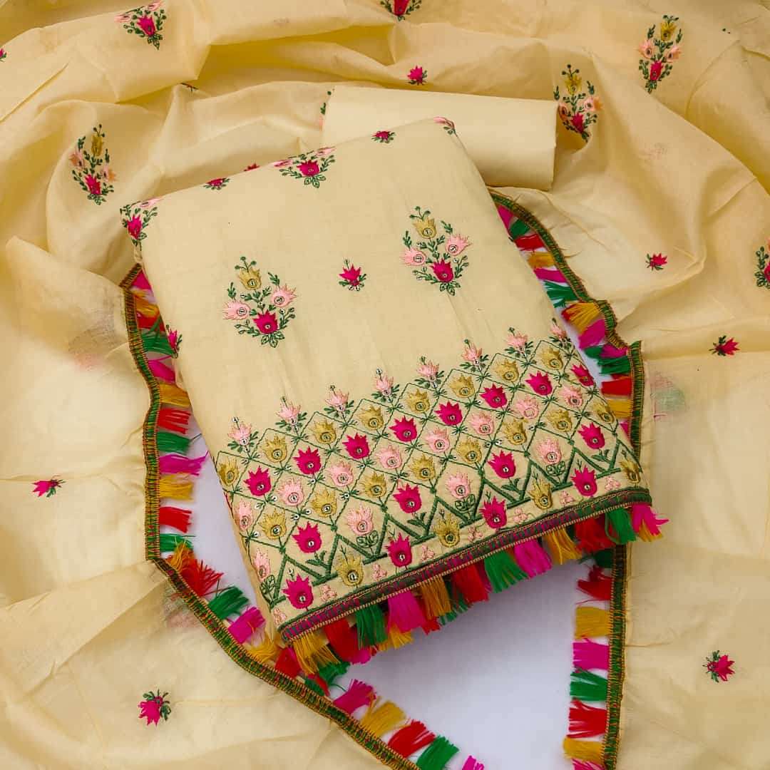 BT-07 DESIGNER PURE COTTON MULTI WORK NON CATALOG SUIT 