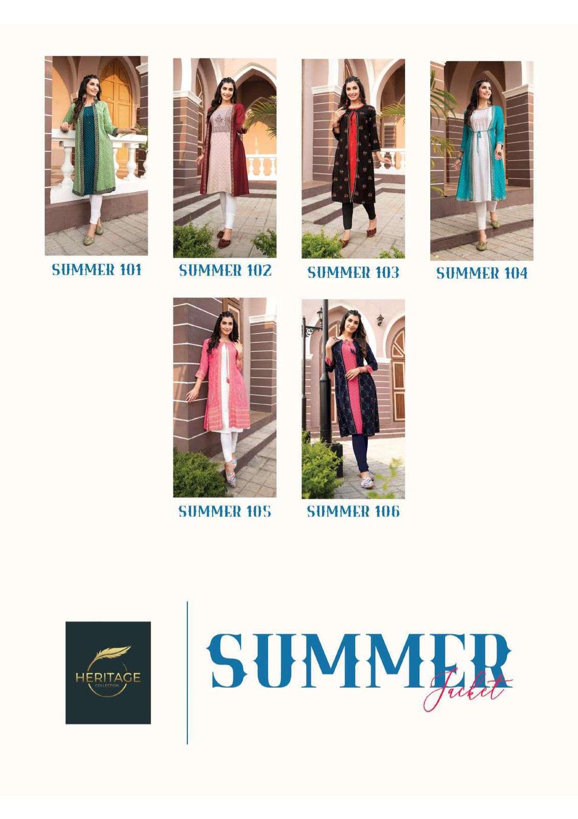 heritage summer jacket series 101-106 rayon slub kurti 