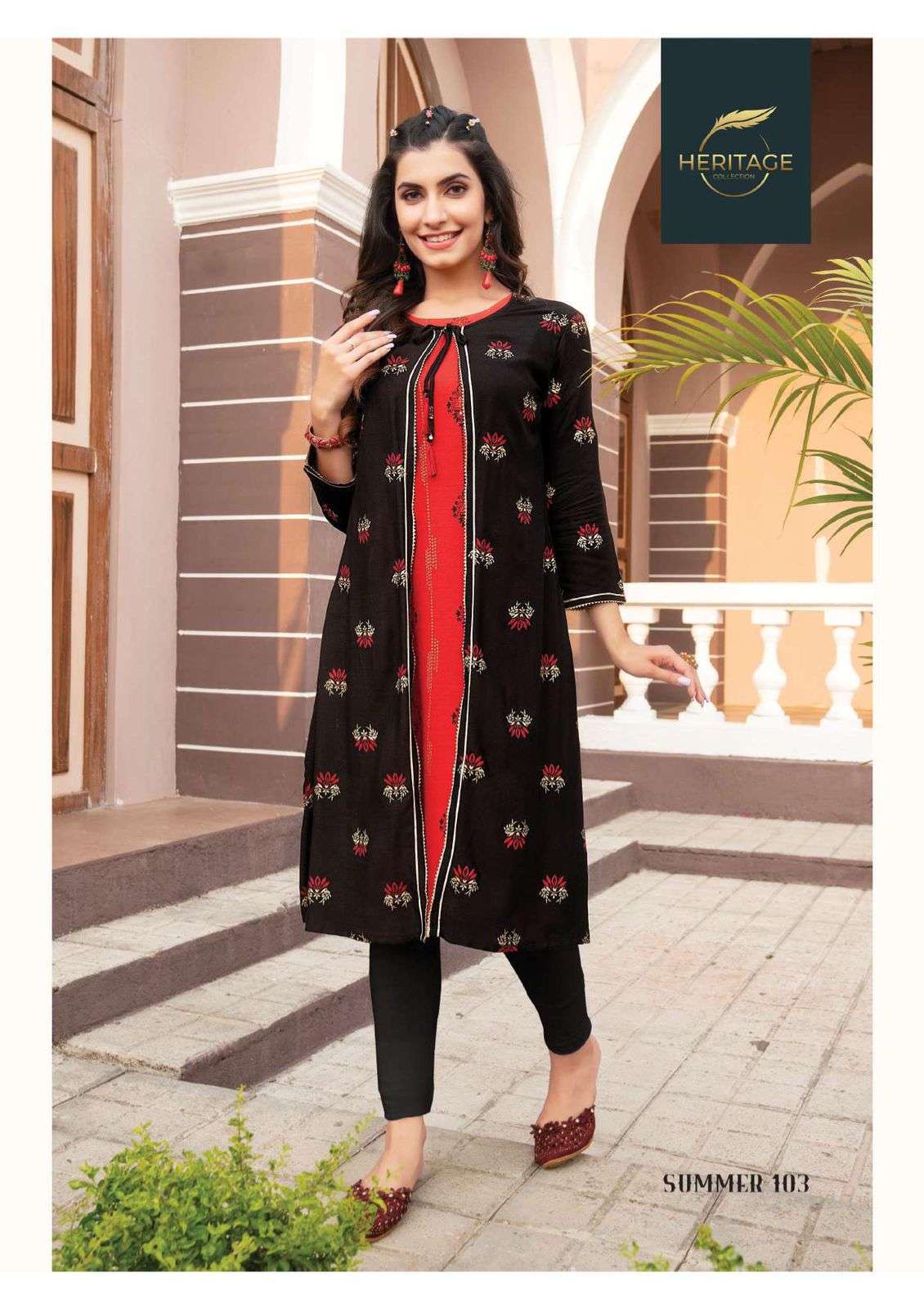 heritage summer jacket series 101-106 rayon slub kurti 