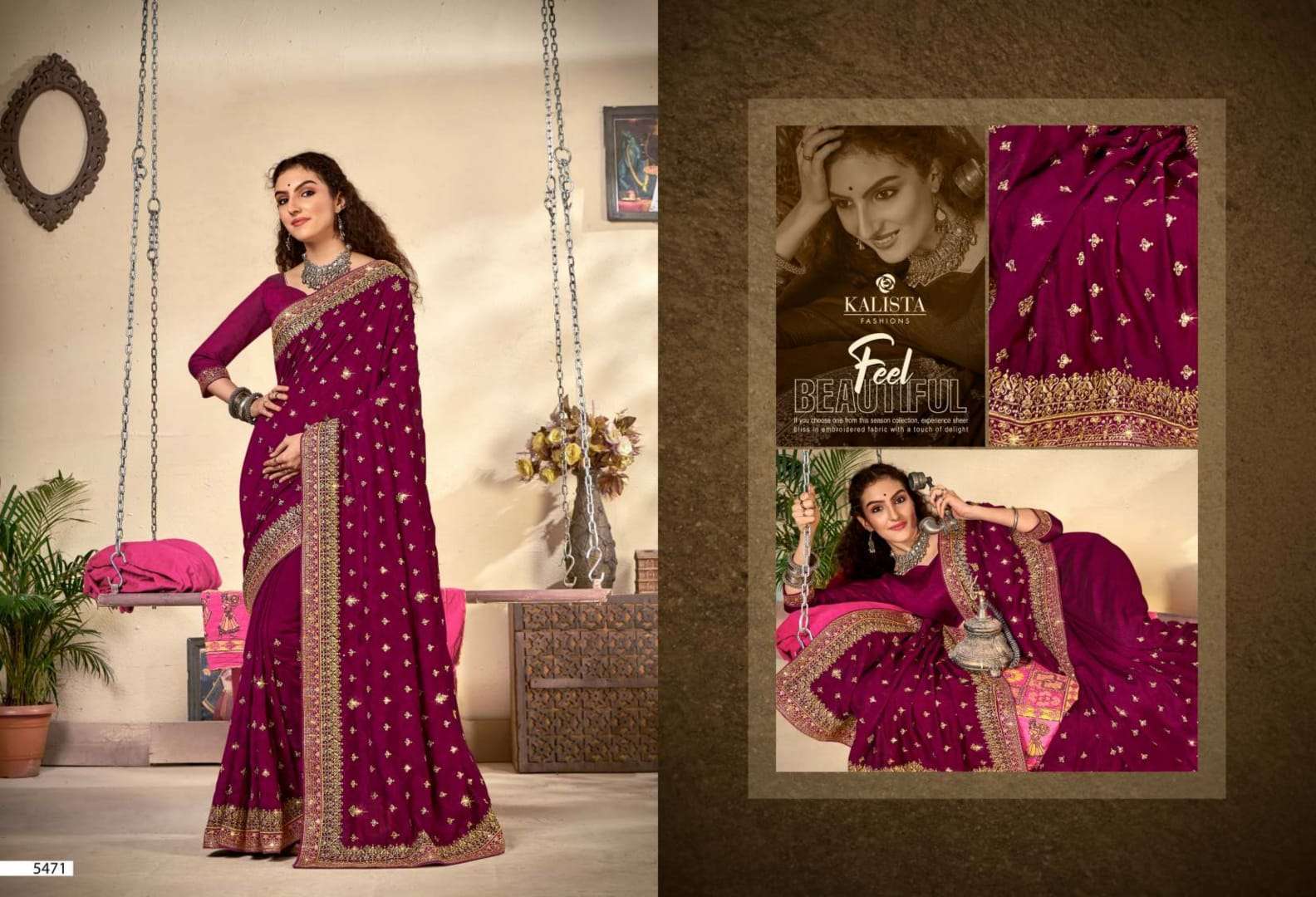 Kalista harshita series 5468-5475 heavy vichitra saree