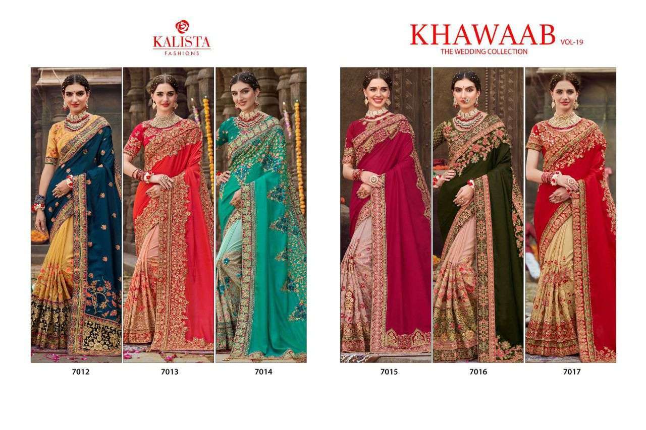 kalista khwaab vol 19 series 7012-7017 fancy fabric saree