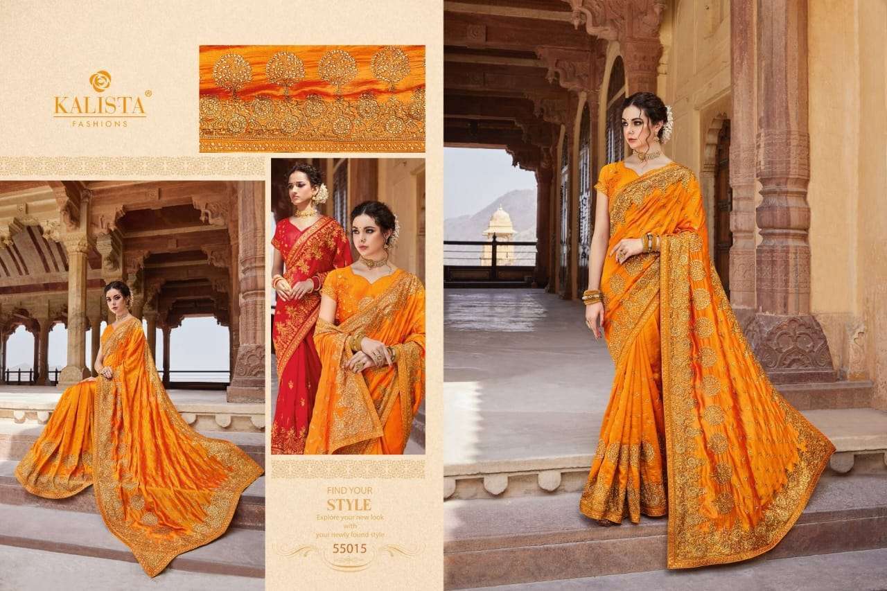 kalista virasat gold vol 3 series series 55013-55018 blooming silk saree