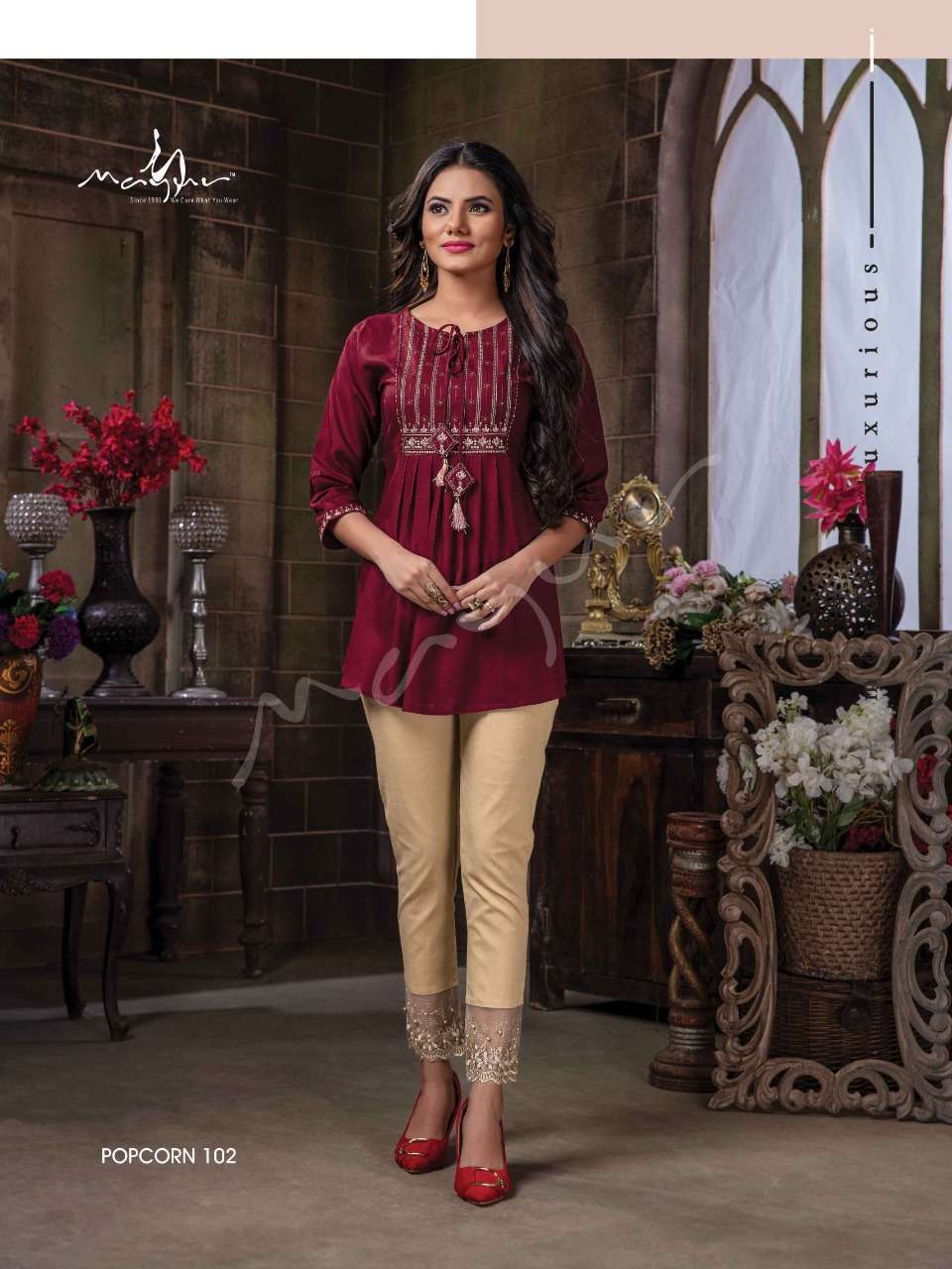 Mayur popcorn series 101-108 liva based rayon kurti 