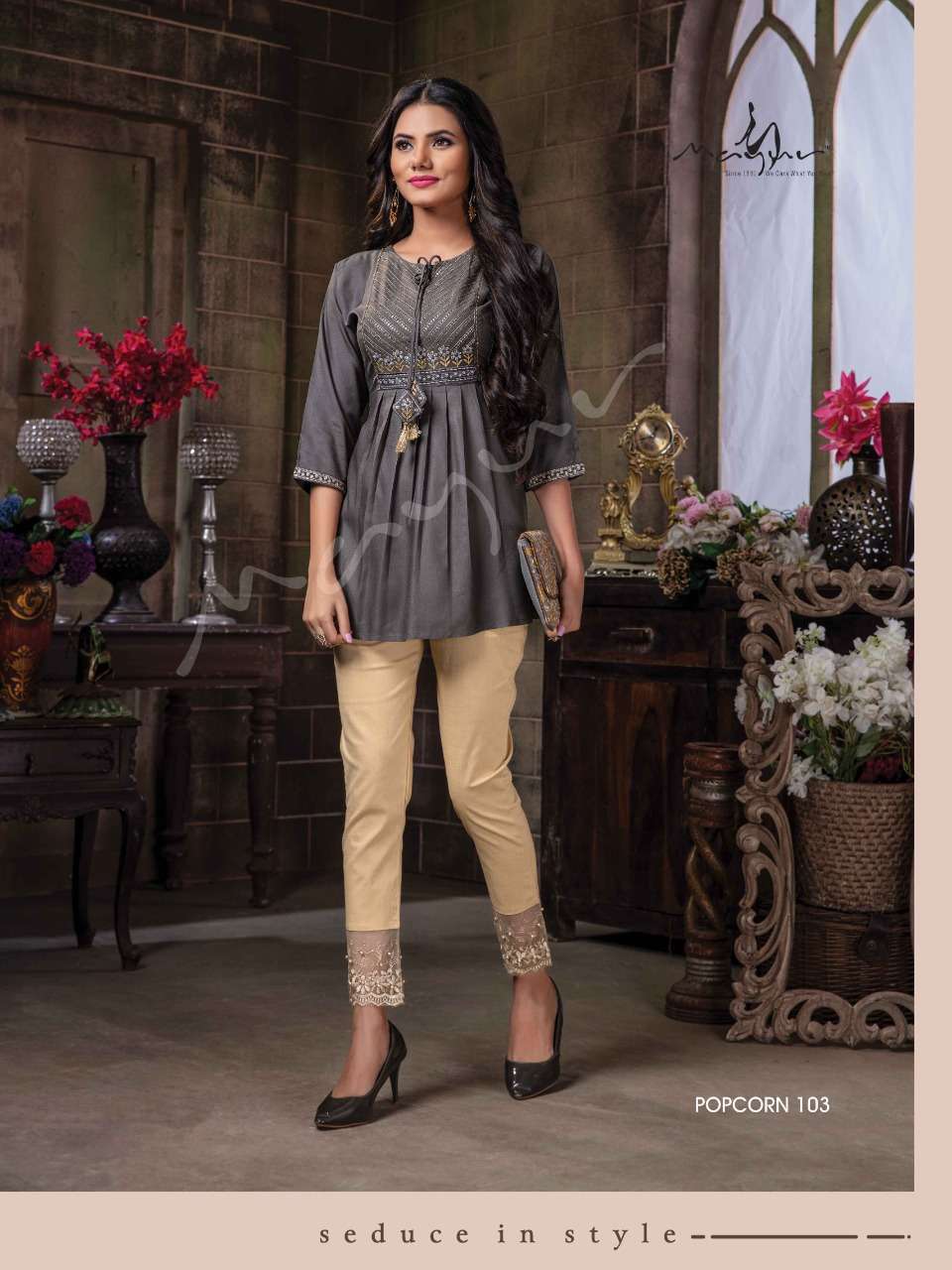 Mayur popcorn series 101-108 liva based rayon kurti 