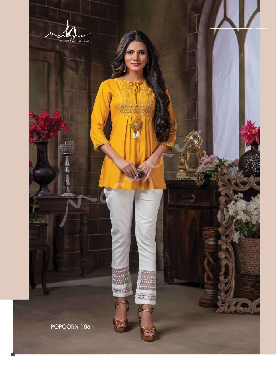 Mayur popcorn series 101-108 liva based rayon kurti 
