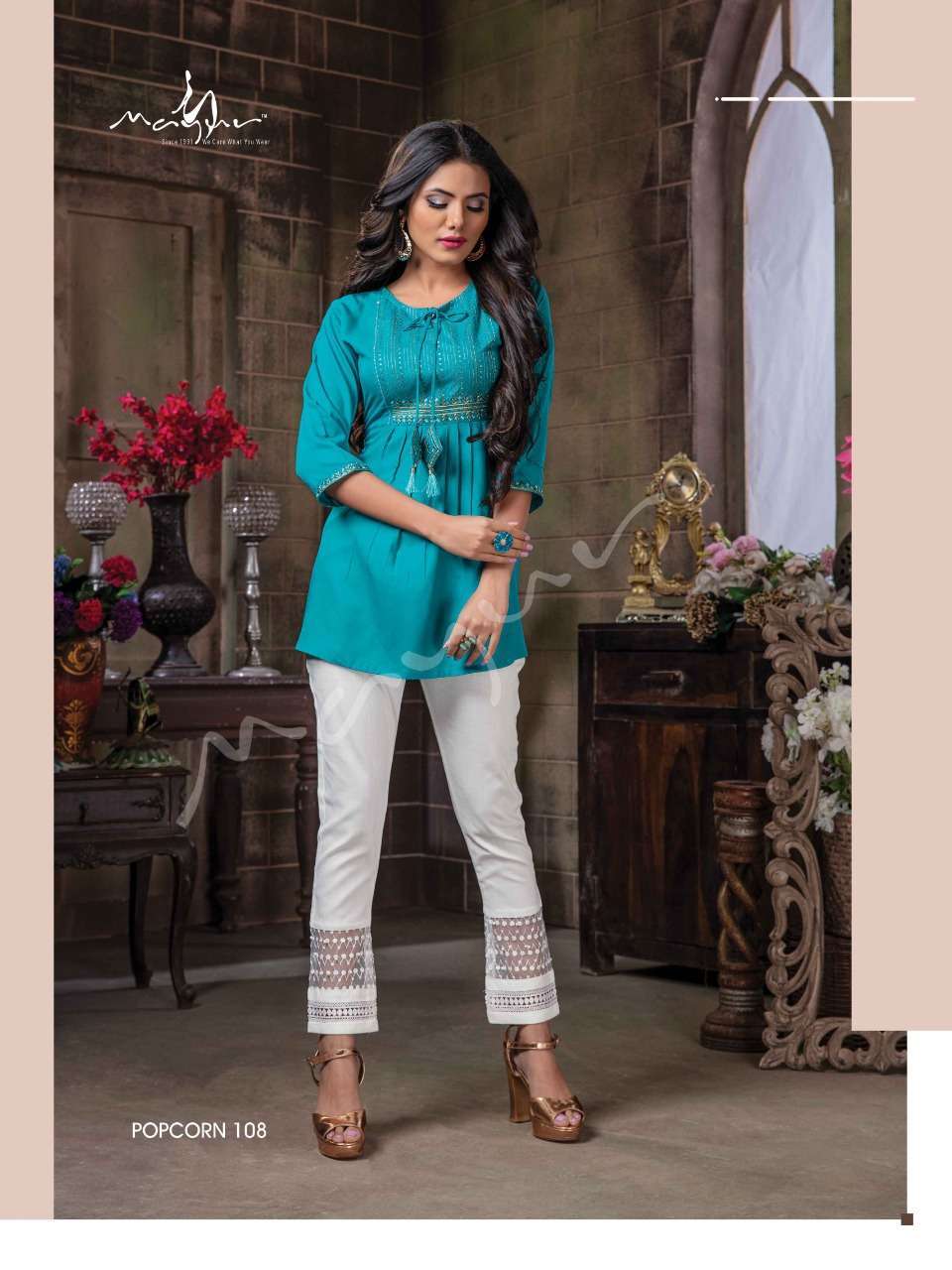 Mayur popcorn series 101-108 liva based rayon kurti 