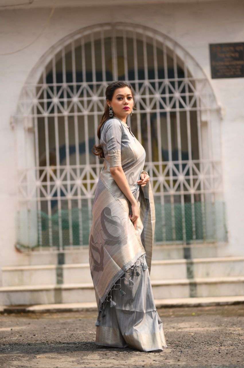 BT-10 DESIGNER SOFT MULBERRY SILK WEAVING PASTEL COLOR SAREE 