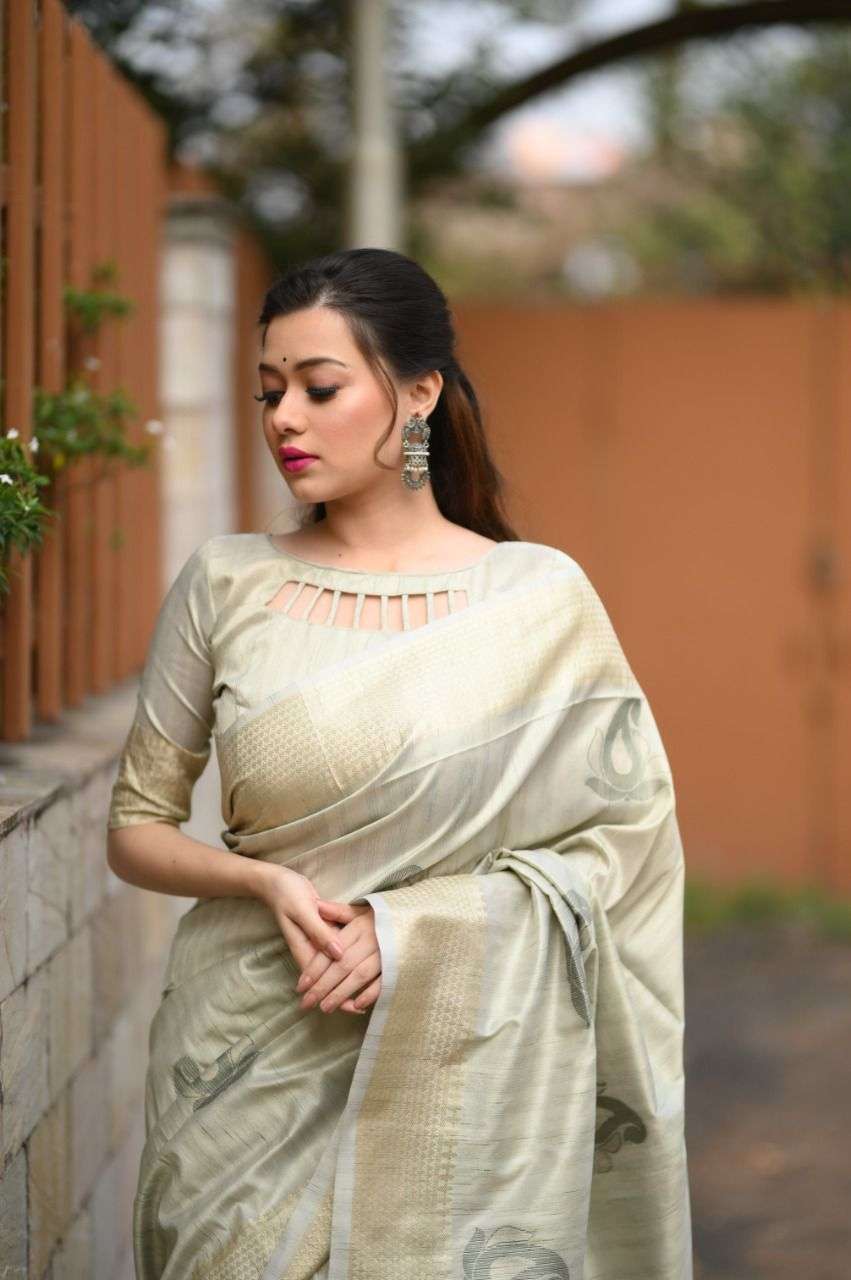 BT-10 DESIGNER SOFT MULBERRY SILK WEAVING PASTEL COLOR SAREE 